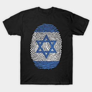 Israeli Flag Fingerprint Jewish Star of David Pride Israel T-Shirt